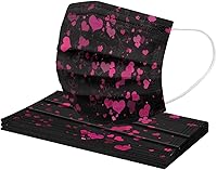 Vista 4 de Paquete de 50 mascarillas desechables de San Valentín para adultos, mujeres, día de San Valentín, mujeres, desechables, con corazón rojo