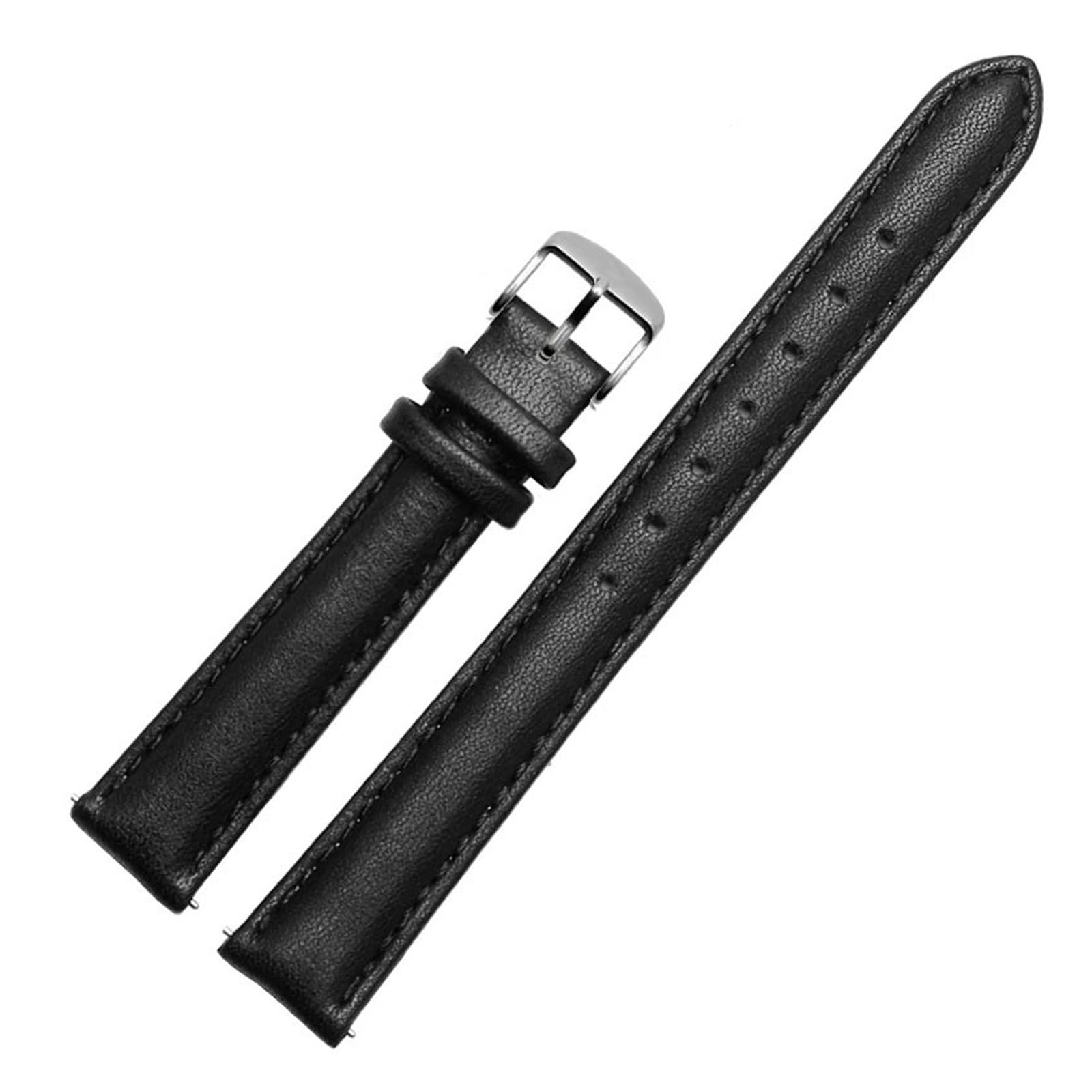 Correa de piel para mujer de 14mm negra compatible con relojes Fossil 7