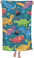 COMFAR Dinosaur Beach Towel for Boys - Oversized 30x60 Microfiber Quick Dry Sandproof Kids Pool Towel