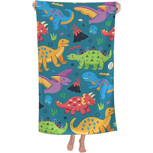 COMFAR Dinosaur Beach Towels for Boys Kids Beach Towels Bulk Toddler for Travel Pool Personalized Microfiber Oversized Quick Dry Pool Towel 30"x 60"