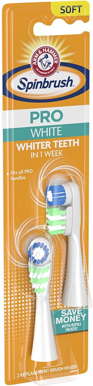 Arm & Hammer Spinbrush Pro Series White Electric Toothbrush Replacement Brush Heads Refills, Soft Bristles, 2 Count - 10 Pack (Includes 20 Brush Heads Total)