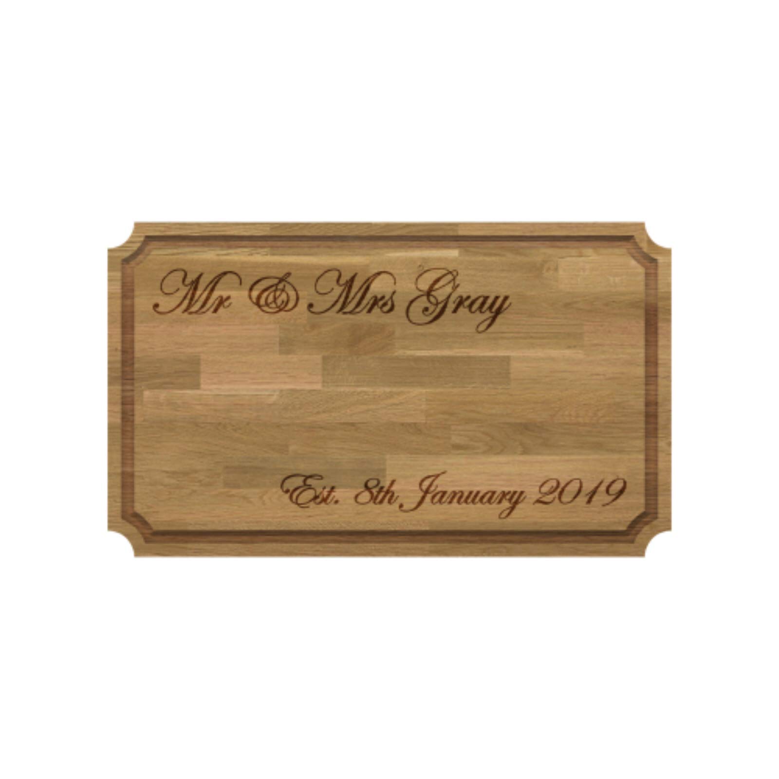 Be-Creative Tabla de cortar grande de madera maciza de roble natural, grabado y personalizable, estilo 1