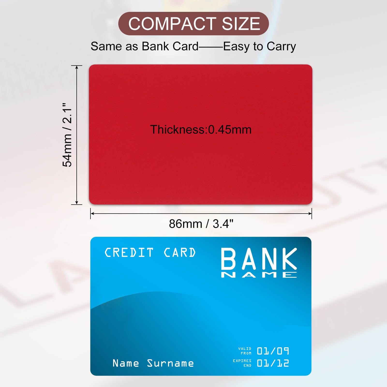 PATIKIL 300 Pack Metal Business Cards Blank, 0.45mm Thick 3.4x2.1 Inch Aluminum Laser Engrave Printable Name Card for Custom DIY Red - Image 2