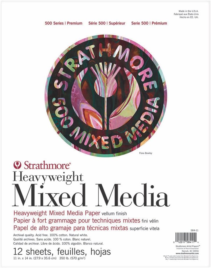 Strathmore 500 Series Heavyweight Mixed Media Pad -12 Sheets -62584110, 11x14, White