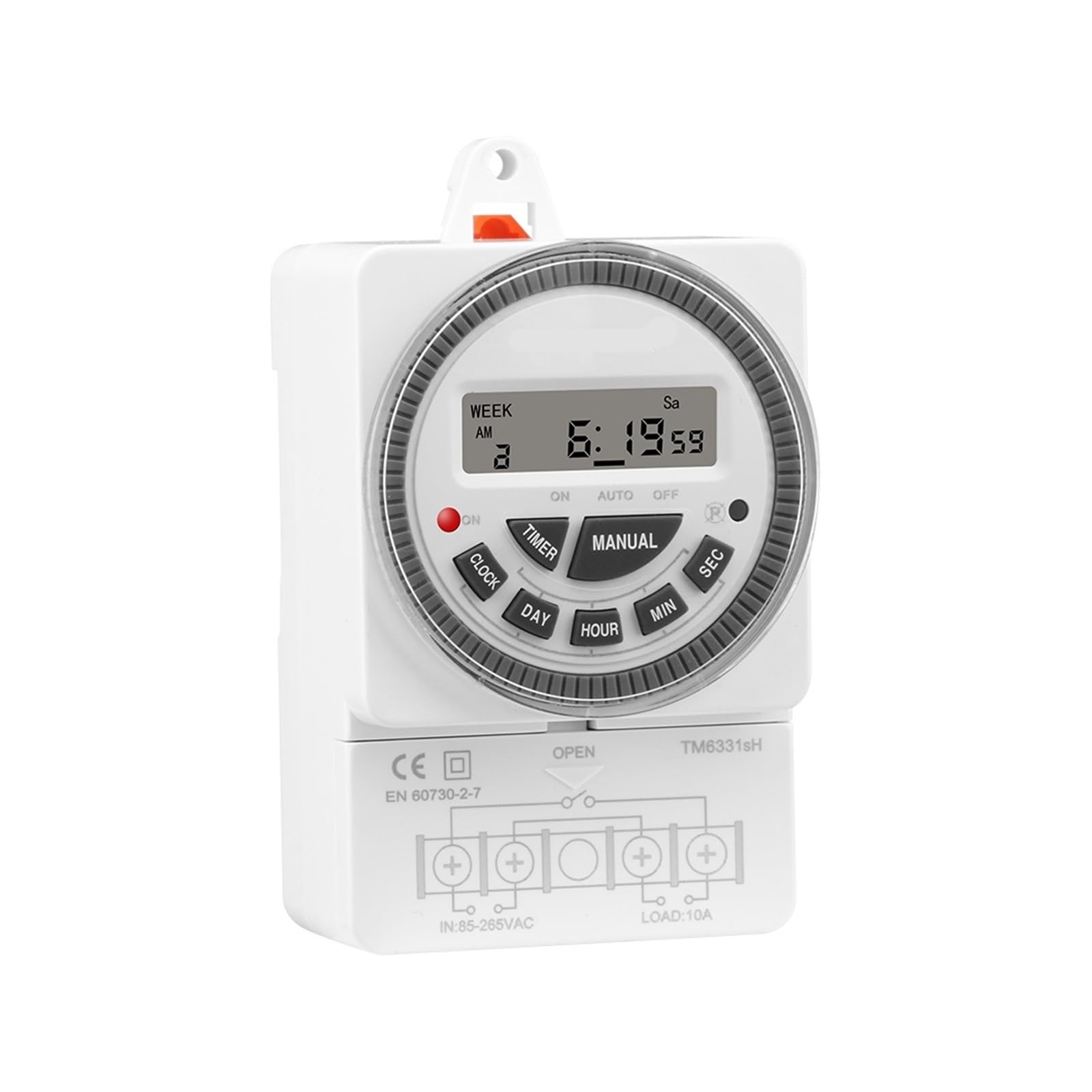 Interruttore temporizzatore programmabile Intervallo di 1 secondo Alimentazione 220 V CA 7 giorni settimanali Illuminazione elettronica digitale programmabile Interruttore timer giornaliero con coperc