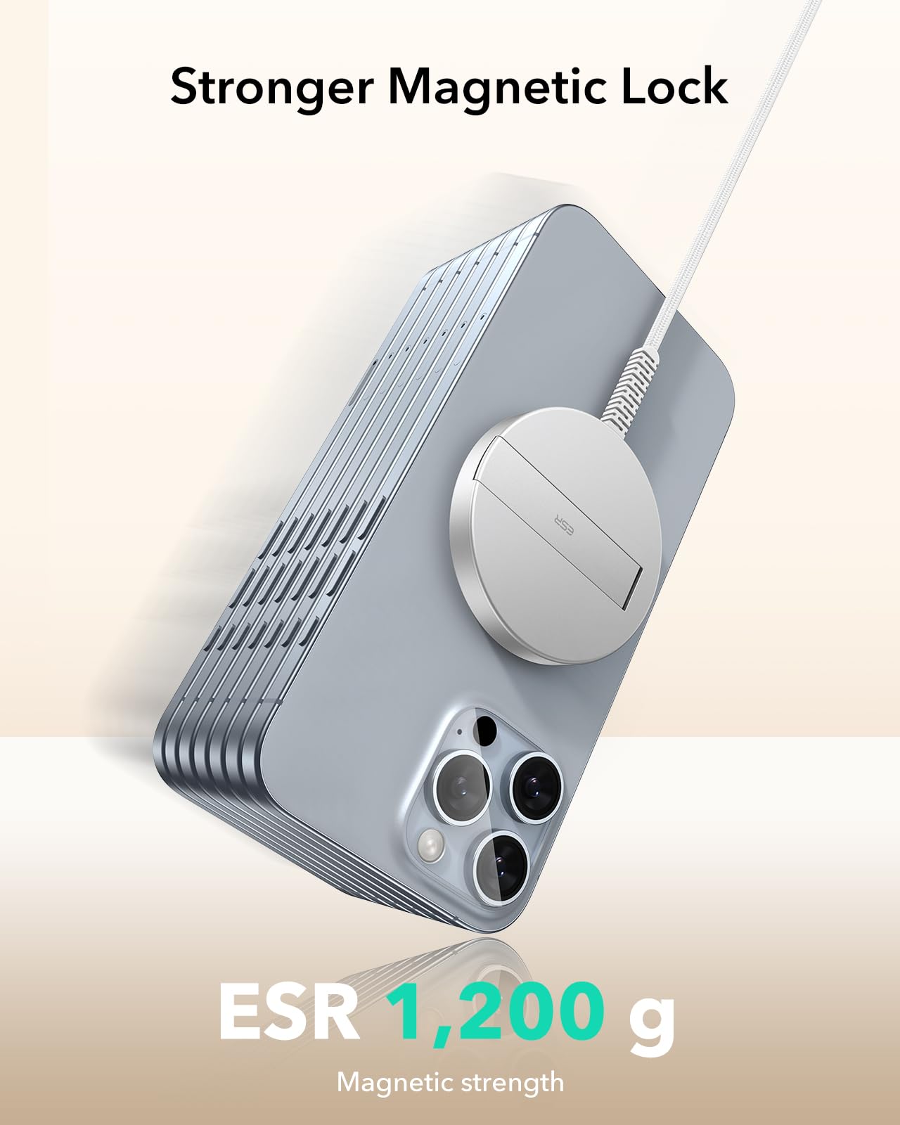 ESR Cargador Magsafe de 15 W, Cargador inalámbrico con Soporte para iPhone 17/17e/16/15/14/13/12, Google Pixel 10, Samsung Galaxy S26/S25 Series, AirPods 4/3/2, estación de Carga inductiva, Blanco