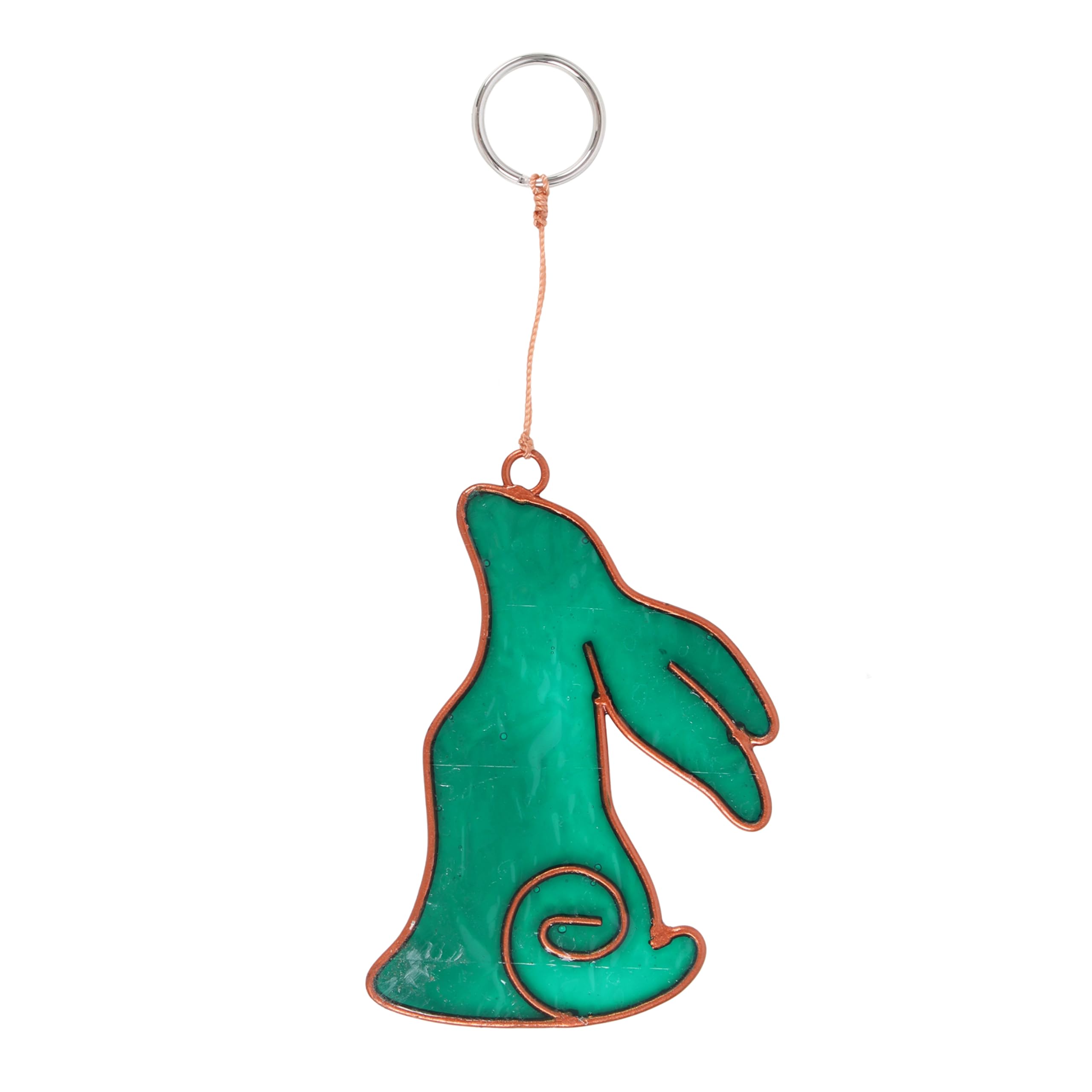 Handcrafted Bali Pagan Suncatcher - Mystical Moon Gazing Hare Decor for Earthly Charm Home - Nature-Inspired Art