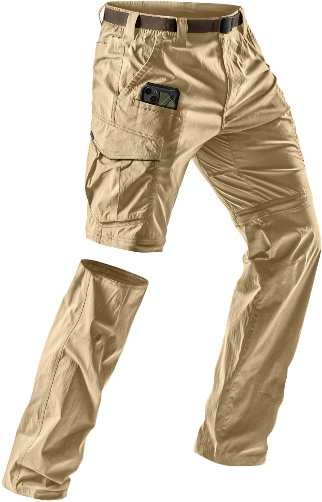 CQR Men's Convertible Cargo Tactical Pants, Water Resistant Outdoor Hiking Pants, Zip Off Lightweight Stretch Work Pants