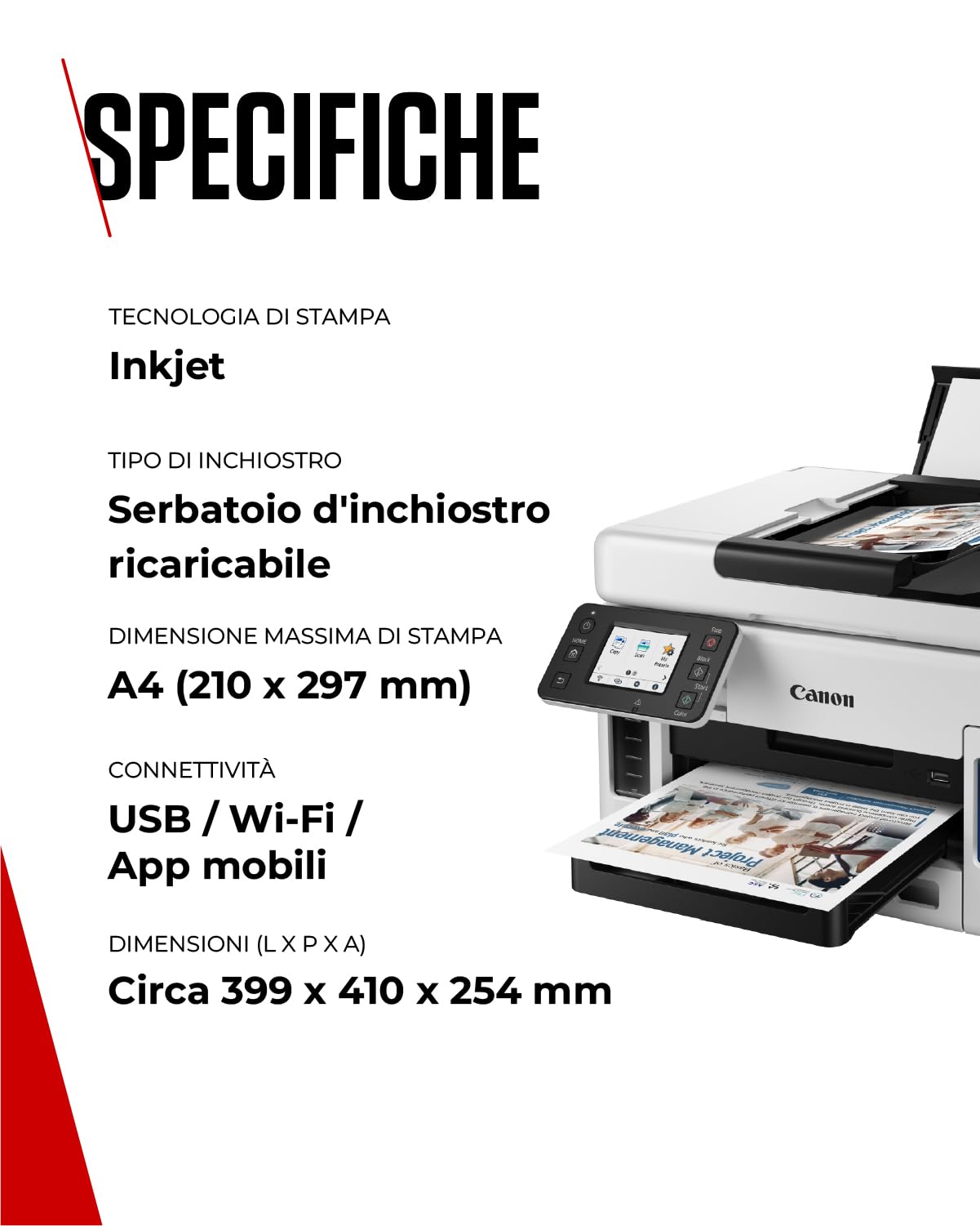 Canon Stampante WiFi per Casa e Ufficio MAXIFY GX6050 - Stampante Multifunzione MegaTank con Scanner e Fotocopiatrice per Casa | Connettività WiFi, Ethernet e USB