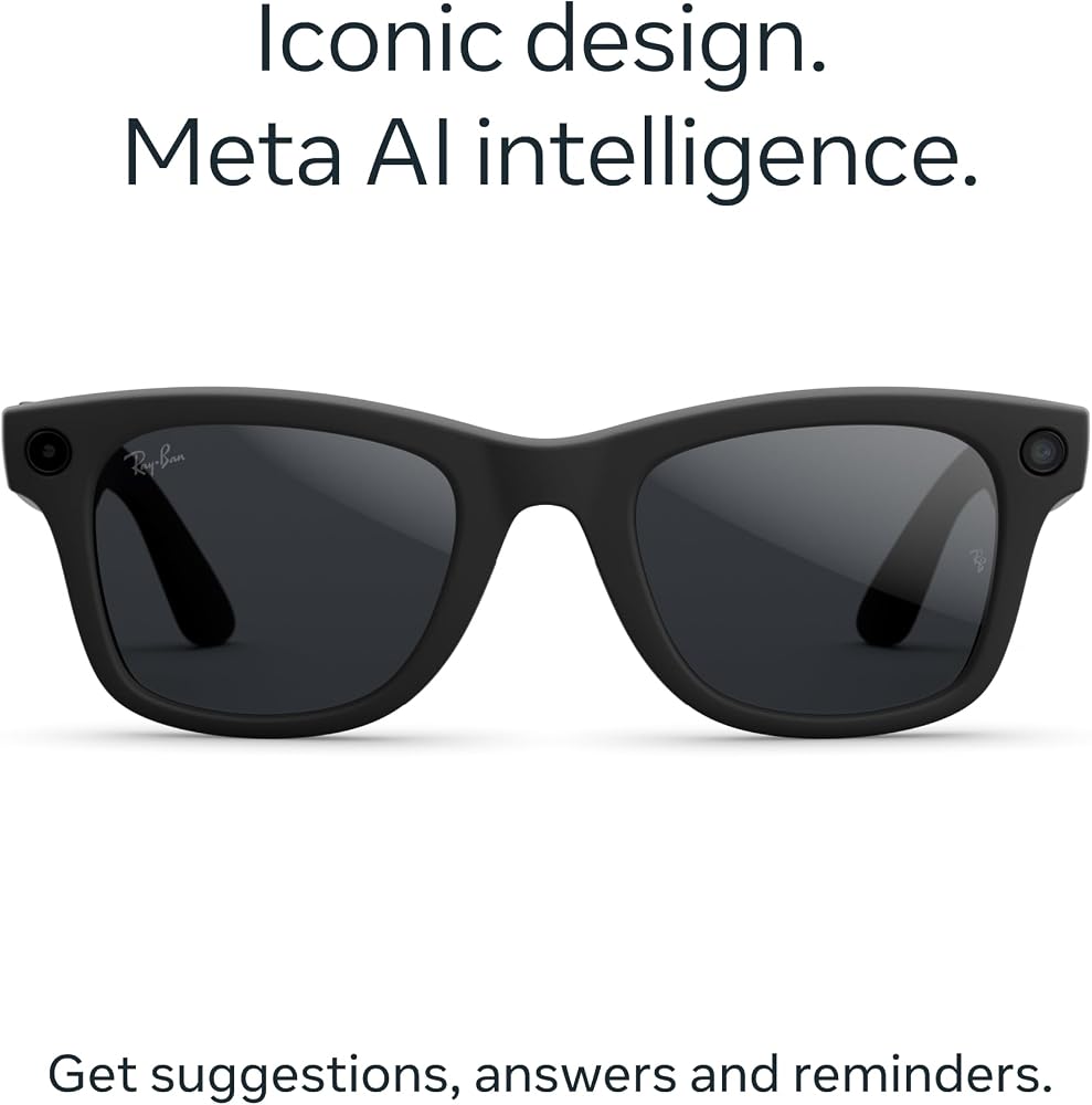 Ray-Ban Meta (Gen 2), Wayfarer, Matte Black | Smart AI Glasses for Men, Women — 2x Battery Life — 3K Ultra HD Resolution — 12 MP Ultra-Wide Camera, Audio, Video — Transitions® Grey Lenses