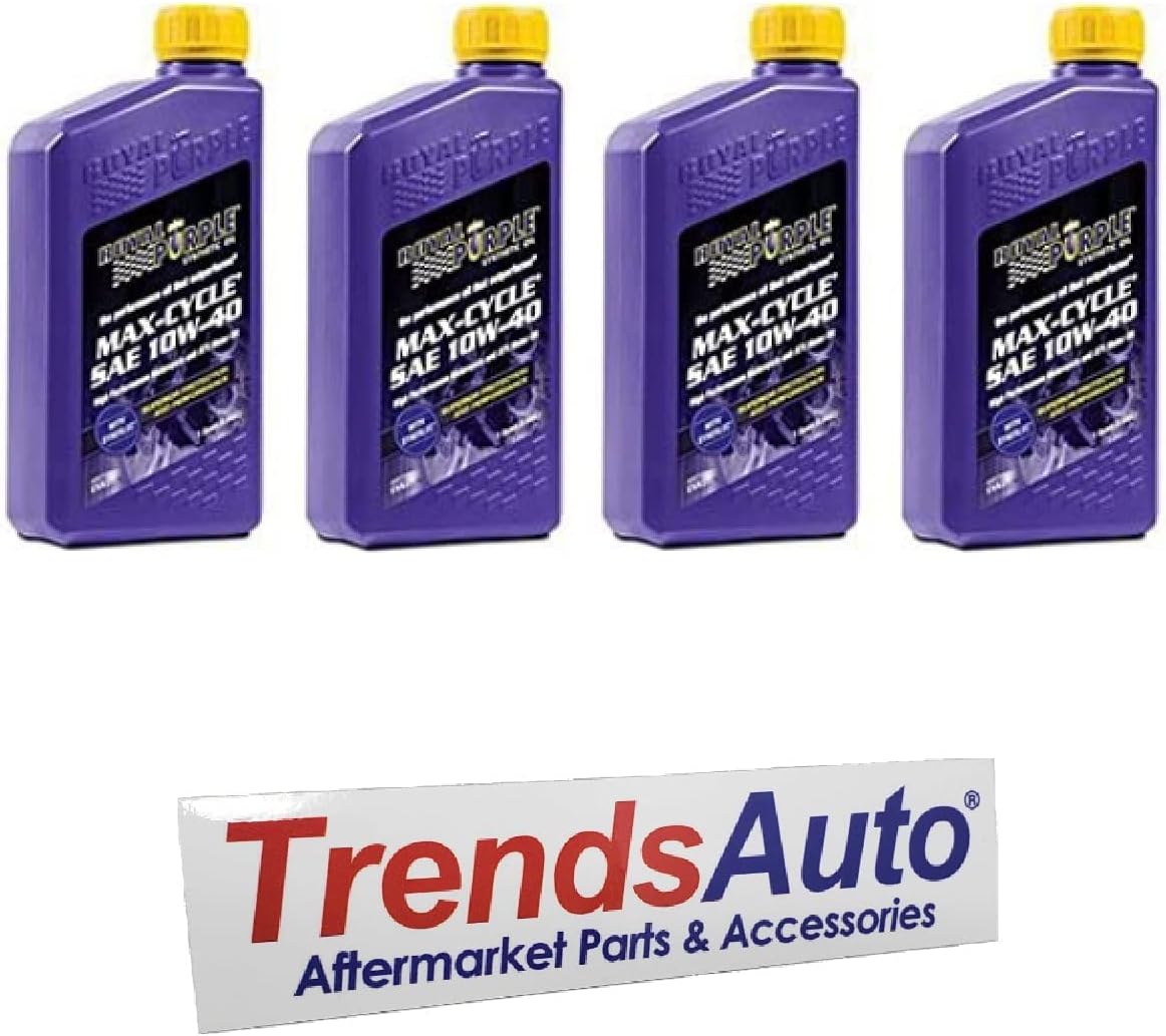 Royal Purple 01315 Max-Cycle Synthetic Motorcycle Oil 10W-40 for Highly Stressed Engines/Transmissions - 1 qt Case of 4