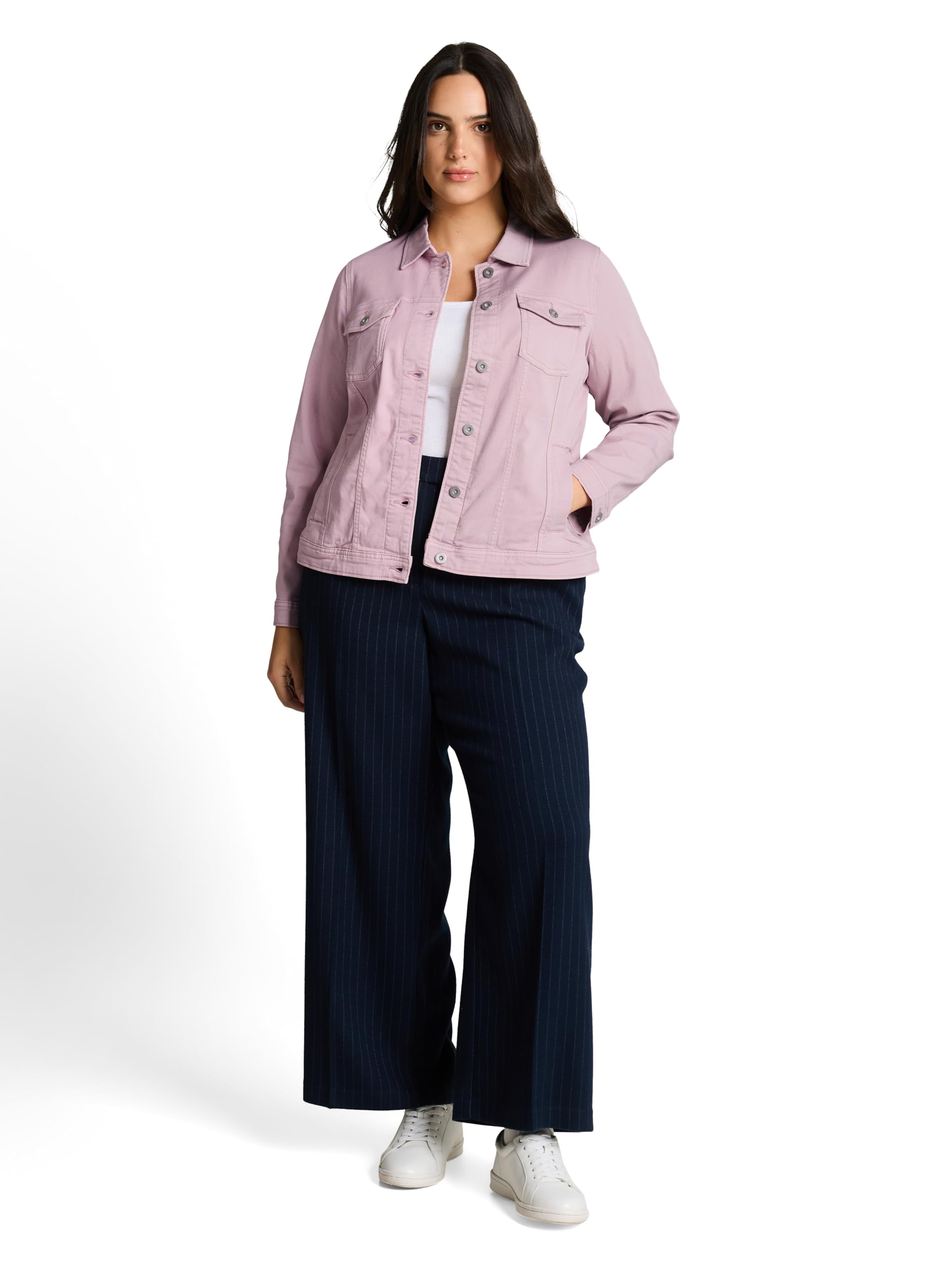 TOM TAILOR Damen 1051914 Plus Size - Jeansjacke mit Eingriffstaschen