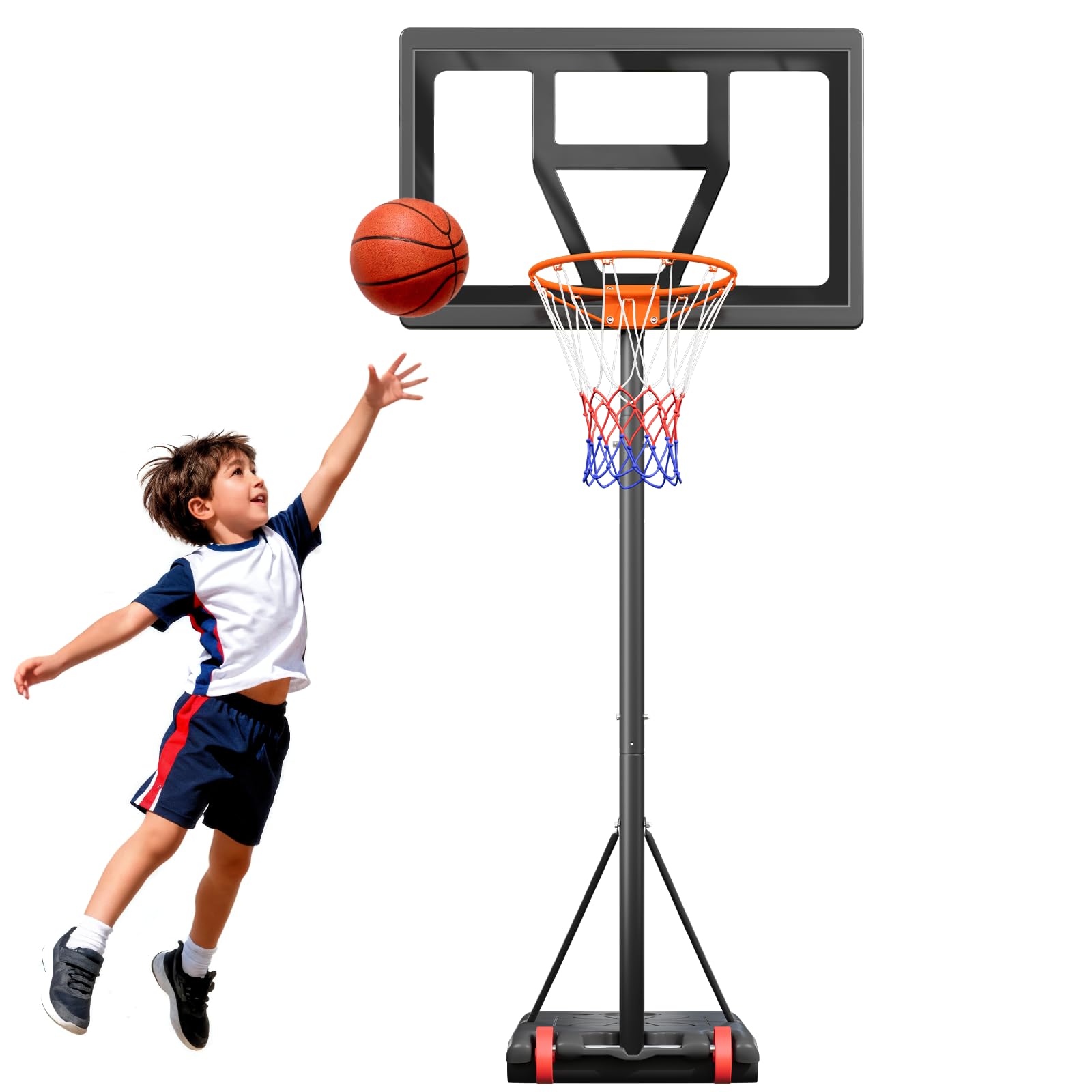 Dripex Basketballkorb Outdoor Kinder, Basketballkörbe mit Ständer Höhenverstellbar 3-7 FT
