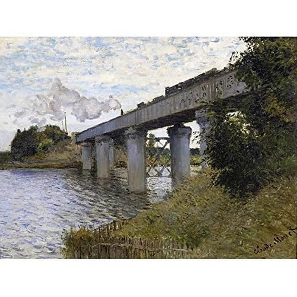 Claude Monet The Railroad Bridge In Argenteuil Art Print Canvas Premium Wall Decor Poster Mural