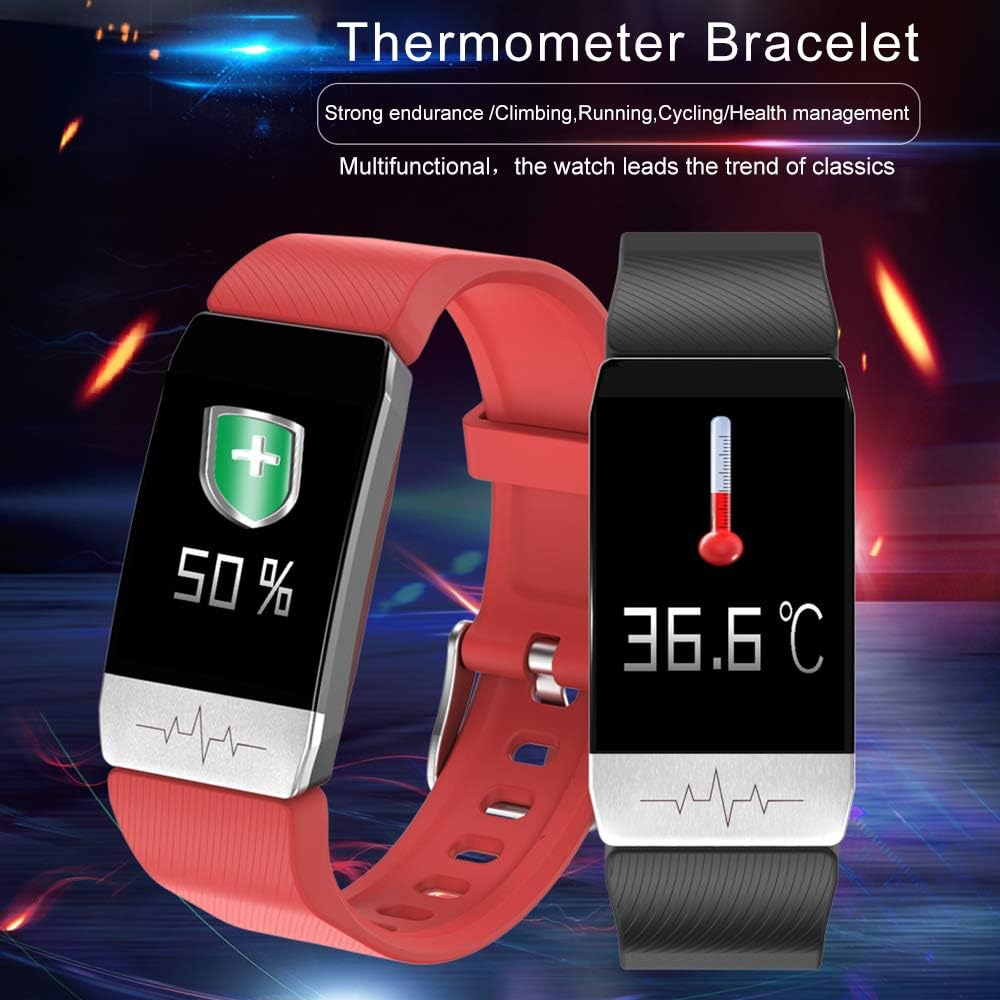 T1 Smart Band, Smartwatch Misurazione della Temperatura, ECG Fitness Tracker, Heart Rate Monitor Pressione sanguigna Ossigeno Sleep Health Monitoring Pedometro Watch IP67 Impermeabile (Nero) T1 Smart Band, Smartwatch Misurazione della Temperatura, ECG Fitness Tracker, Heart Rate Monitor Pressione sanguigna Ossigeno Sleep Health Monitoring Pedometro Watch IP67 Impermeabile (Nero)