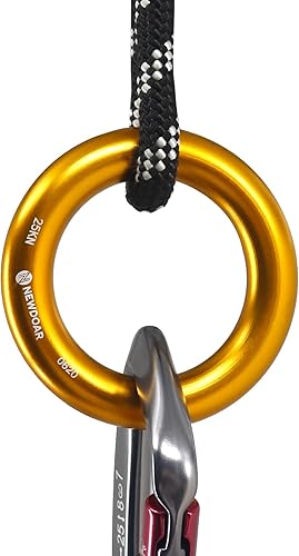 Miniatura 3 de NewDoar Anillo de rappel de oro de 25 kN, conector de cuerda grande para escalada en roca, hamaca de rescate y holgura