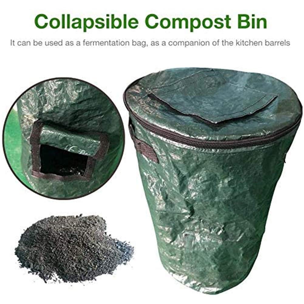 Sacco per Compostaggio Agricolo, Bidone per Compostaggio Pieghevole, Sacco per Rifiuti da Giardino, Sacco per Rifiuti per Foglie da Giardino Riutilizzabile per Impieghi Pesanti, Bidone per Compostag