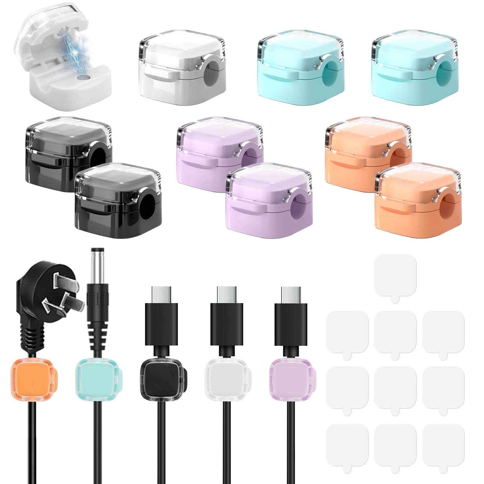 MIN CI 10 Stück Magnetische Kabelhalter - Kabelmanagement Für Schreibtisch & Nachttisch