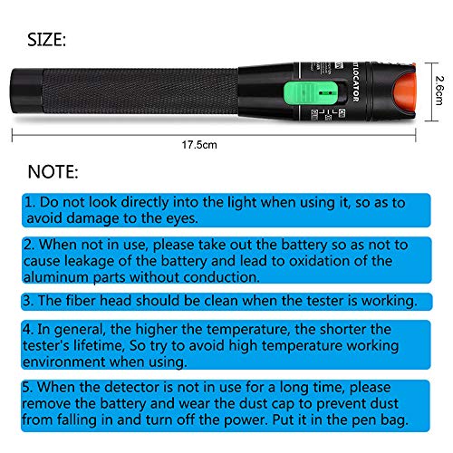 Optical Fiber Visual Fault Locator Fiber Optic Cable Tester Meter Pen Type 30mW with 2.5mm Universal Connector for FC / SC / ST Connector - Thumbnail 6