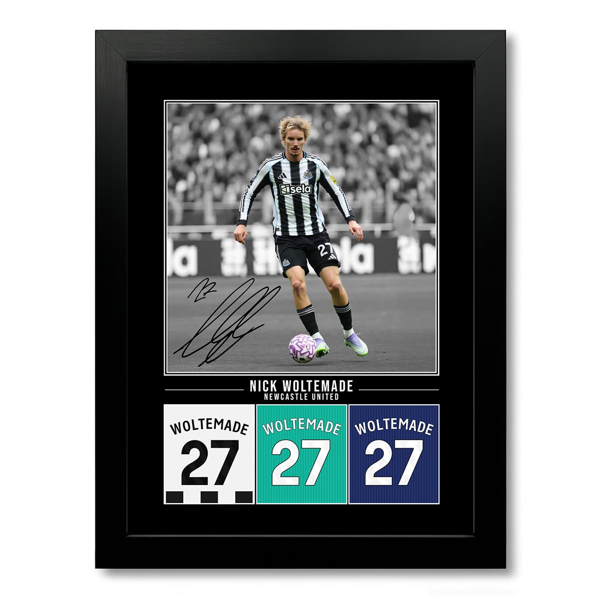 Mounted Gifts Trading A4 Framed Poster Black Nick Woltemade Newcastle United Signed Photo Poster Print Picture Display Framed Autograph Memorabilia For Football Fans Gift Germany (A4 Framed Poster Black)