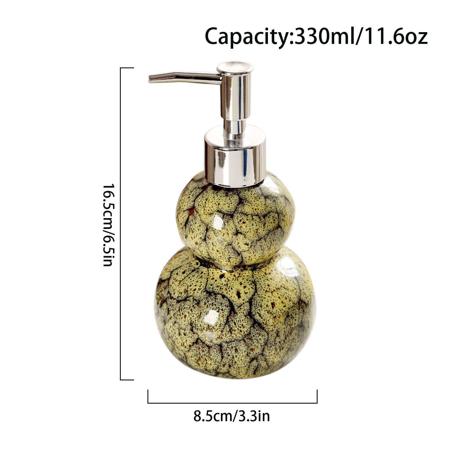 Dispenser di Sapone,Dispenser di Sapone Colorato con Pompa, Dispenser di Lozione Ricaricabile for Piano di Lavoro del Bagno, Dispenser di Shampoo in Ceramica for Doccia-Giallo-330ml11.6oz