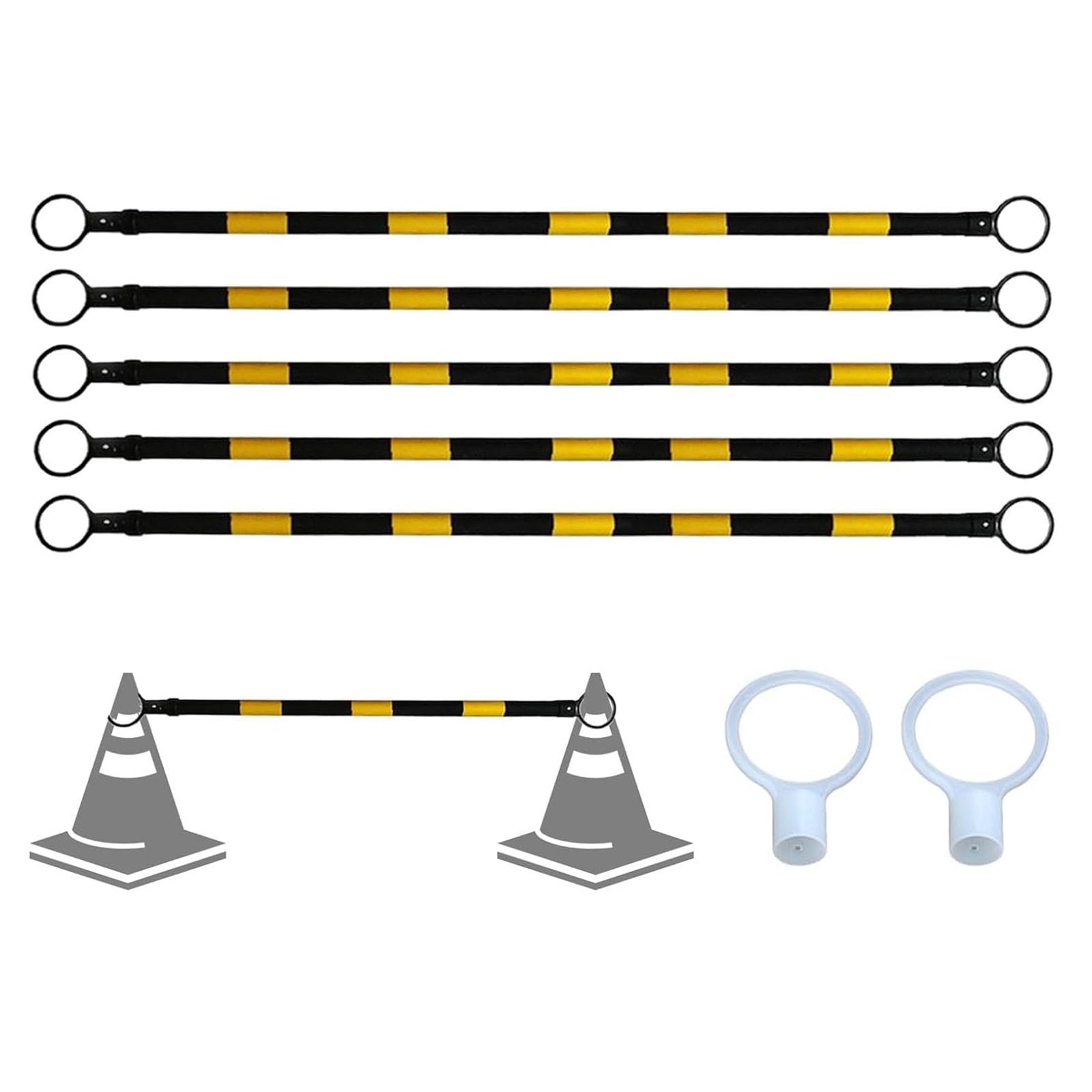 SGKOMN Expandable Traffic Cone Bar - 4ft to 6.56ft, Retractable Safety Barrier for Road Construction & Parking Lots, Y/15pcs-1.25m-2m(4.1ft-6.56ft)