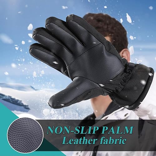 Miniatura 2 de AXBXCX Guantes de esquí resistentes al agua, guantes de snowboard para pantalla táctil, guantes de nieve cálidos con aislamiento Thinsulate, para