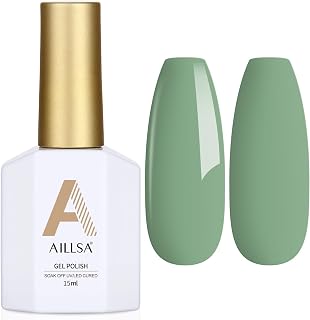 AILLSA Sage Green Gel Nail Polish Pastel Fern Green Gel Polish Olive Color Gel Polish Long Lasting Soak Off U V Gel Nail Art Manicure Salon DIY Saint Patrick's Day Gifts 0.51 Fl Oz/GB124