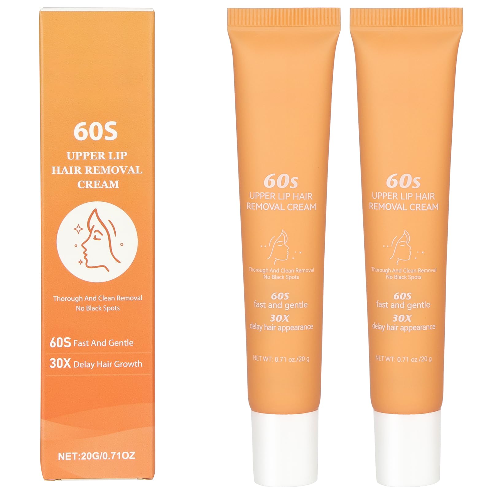 LOPHE Hair Removal Cream, 2 x 20 g Facial and Body Hair Removal Cream, Hair Removal Cream for Women and Men, Hair Removal Cream, Soft Hair Removal, Suitable for Sensitive Skin (Style A-2pcs)