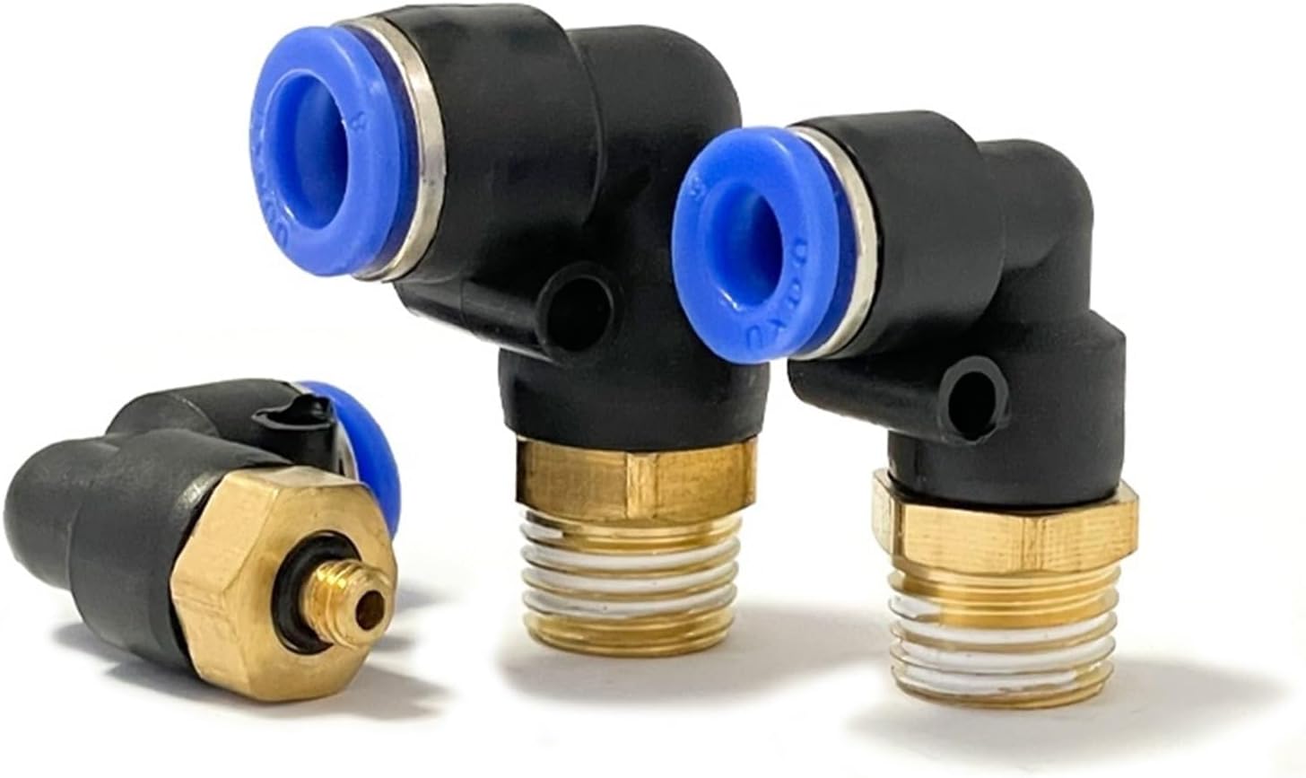 50PCS PL Elbow 4-M5 6-M5 Pneumatic Fitting Male Thread Push In Quick Fittings 1/8' 1/4'' 3/8' 1/2' Air Connector (Color : 12-04)