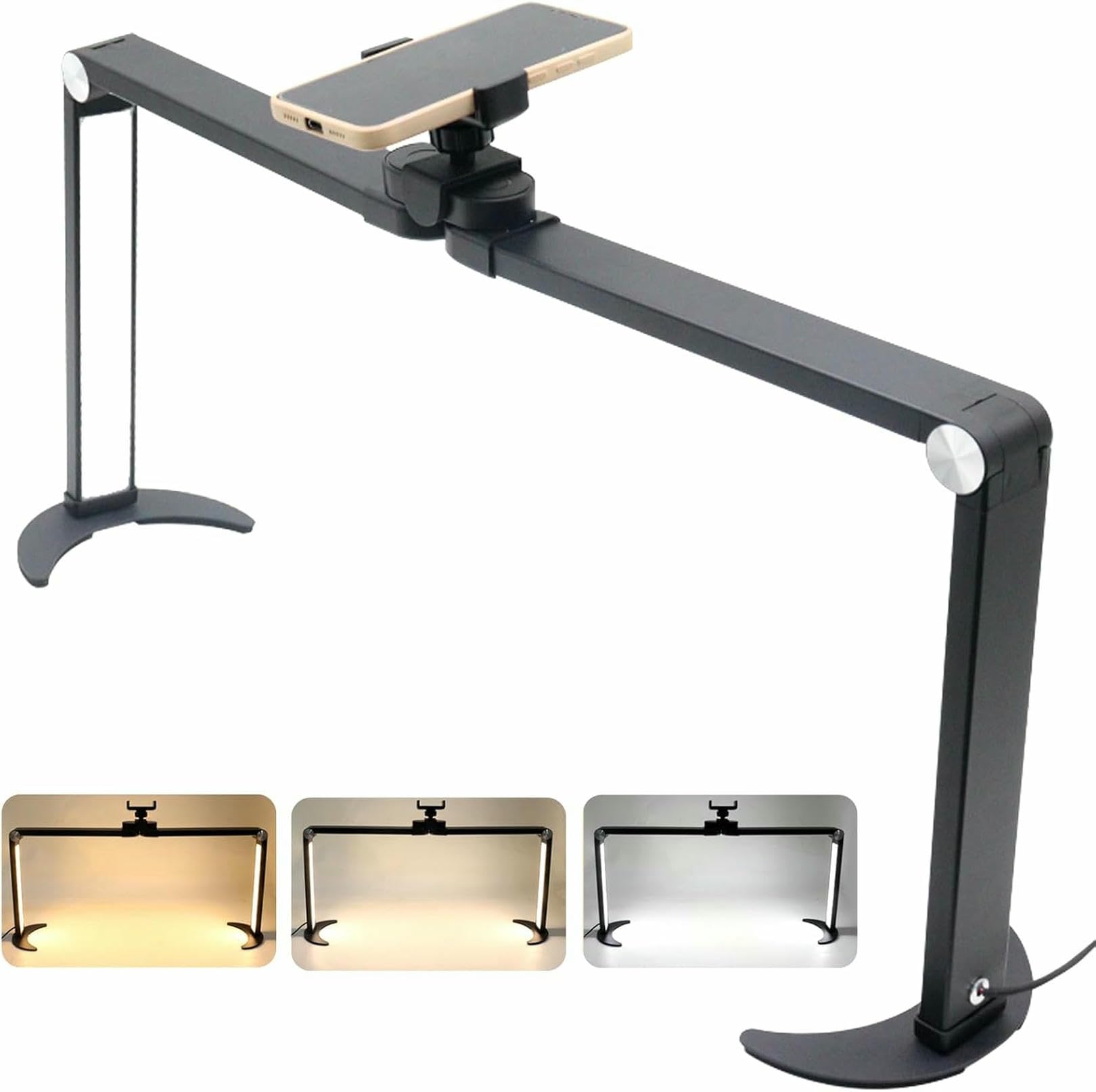 Lampe Demi-Lune LED pour bureau de manucure avec son support stable