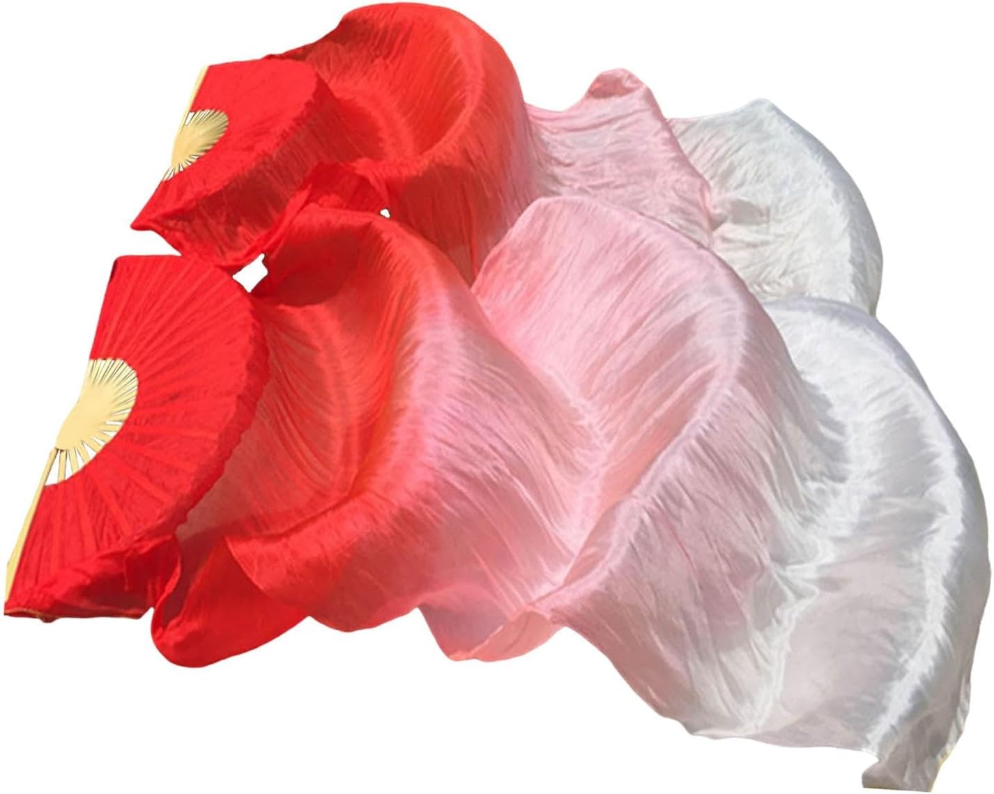 Silk Belly Dance Fan Foldable Bamboo Long Fans Veils for Stage Performances