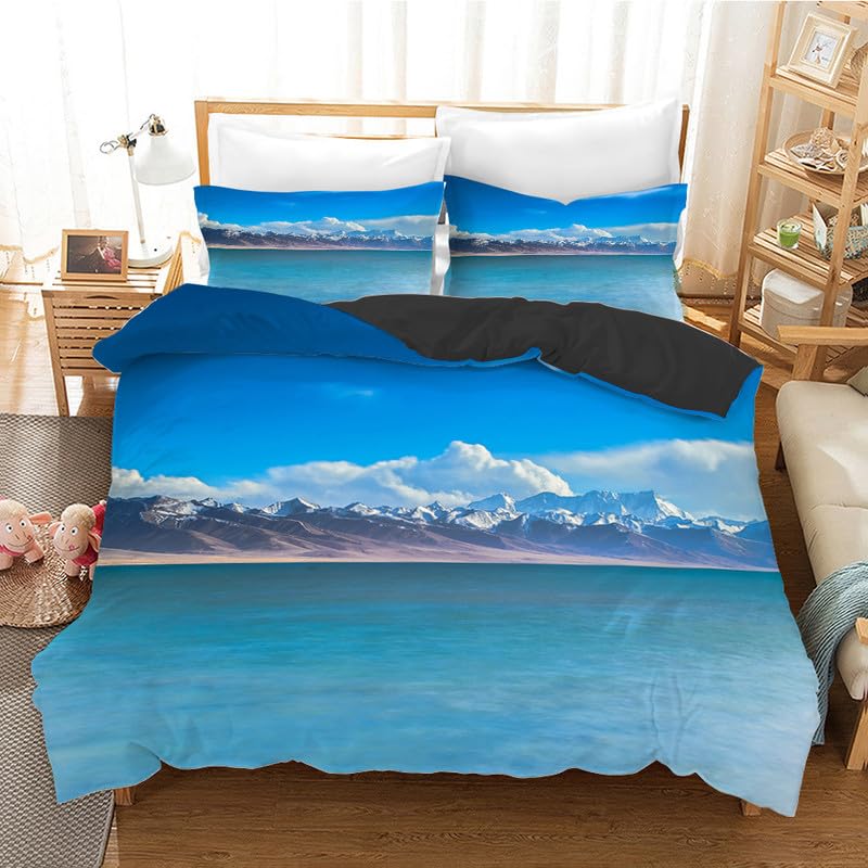Parure de lit 240 x 260 bleu clair avec housse de couette et taies d'oreiller
