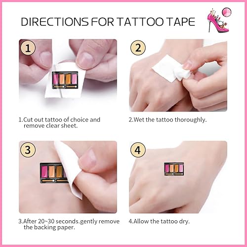 Miniatura 3 de Tatuajes temporales para fiesta de spa, 10 hojas de maquillaje rosa, decoración de fiesta de cumpleaños, calcomanías impermeables para niños y