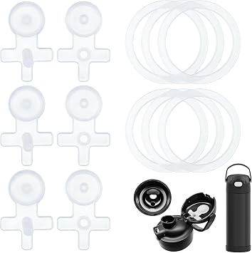 12 Pcs Replacement Leak Stopper Compatible with Thermos Funtainer 16oz Stainless Steel Bottle, Silicone Lid Gaskets and Straw Seals for Water Bottle Replacement Parts 6+6