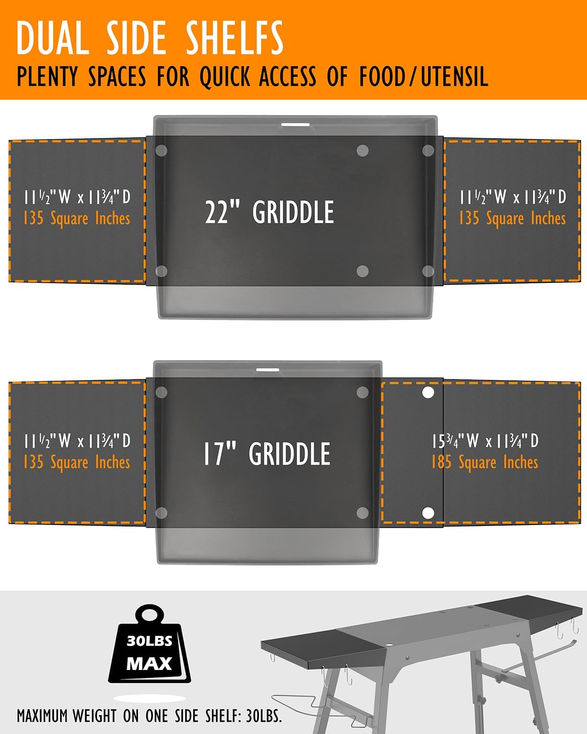 Blackstone Griddle Stand for 17”or 22”, Industrial Grade Metal Blackstone Grill Table Stand, with Tool Rack, Paper Towel Holder Trash Bag Holder, for Outdoor Camping Garden Lawns Collapsible Griddle