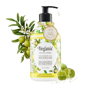 Light Exfoliating Hand Scrub With Wild Desert Lime, Rice Micro-Particles Dual Action Liquid Hand Soap, 13.5 Fl Oz