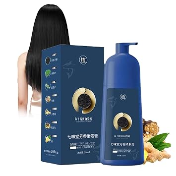 Qiweitang Hair Dye Shampoo, Qiweitang Hair Dye Shampoo Black Smooth Hair Coloring Cream, Cover Gray Hair, Long-Lasting for Women Men Natural Black