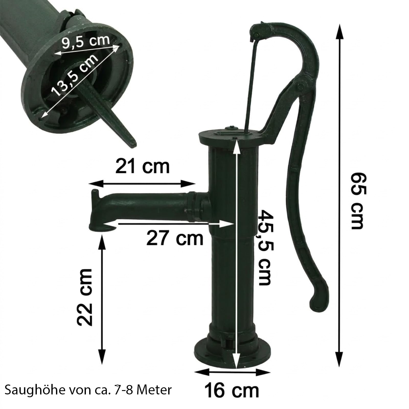 Schwengelpumpe Gartenpumpe Handschwengelpumpe Wasserpumpe Brunnenpumpe Handpumpe Nostalgie Grün