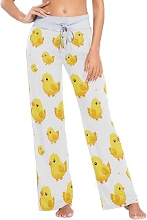 Yellow Chicks Pattern Women Soft Pajamas Pants Sleep Lounge Bottoms Pj Fall Sleepwear Size XS-XL