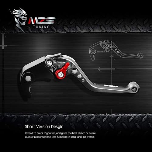 Miniatura 5 de MZS Palancas de embrague de freno de motocicleta negras ajustables cortas compatibles con VFR800 1998-2001  CBR1100XX 1997-2007  ST1300 ST1300A