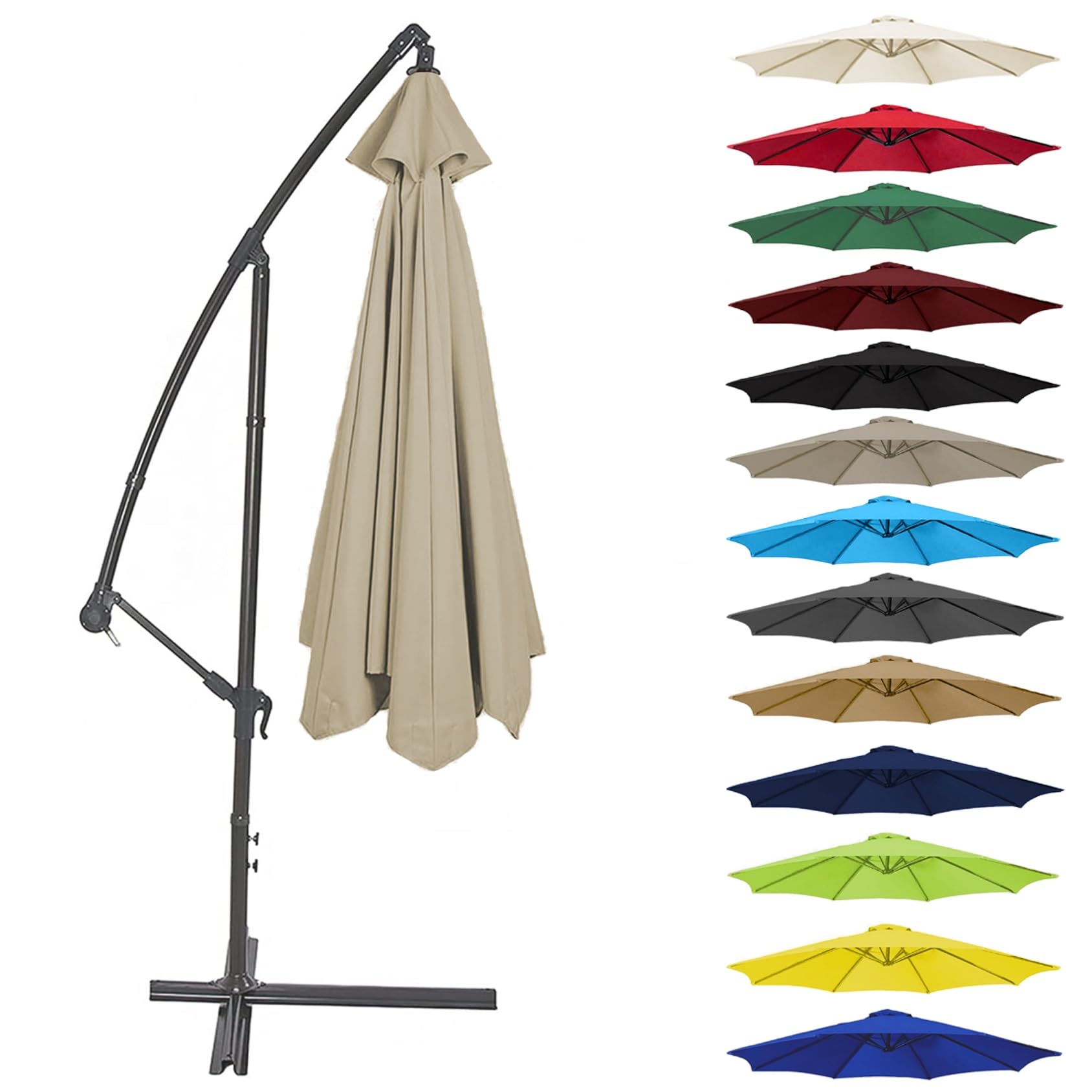 Cmjymx Top Color Canopy Cover 200Cm 2.7M 300Cm (6 Arms/8 Arms) Umbrella Replacement Cloth Cantilever Parasol Top Fabric Cover Uv Protective(Color:,Size:6 Ribs-2.7M(8.8Ft))