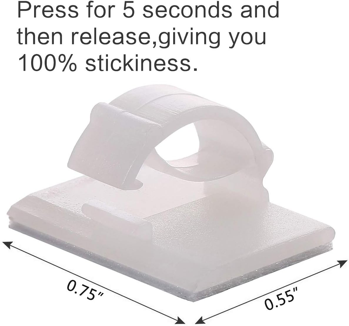 Akstore 100 PCS Adhesive Cable Clips Self-Adhesive Wire Clips Cable Wire Management Wire Cable Holder Clamps Cable Tie Holder for Car, Office and Home (White)