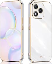 ILING Case for HONOR 400 Lite 5G, Simple Solid Color Back Electroplated Gold Edging Design Soft TPU Shockproof Protective Ultra-thin Phone Case Cover (White)