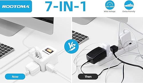 Miniatura 9 de Adaptador de enchufe de viaje europeo, regleta de alimentación de viaje envuelta de 4 pies y convertidor de dos enchufes para EE. UU.UEReino Unido,