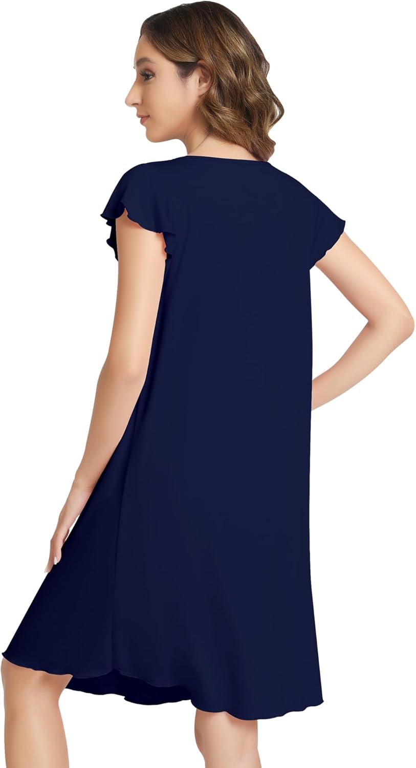 NACHILA Nightgowns for Women-Viscose Made from Bamboo, Short Sleeve Nightshirts Cool Sleepshirts Soft Sleepwear - Image 3