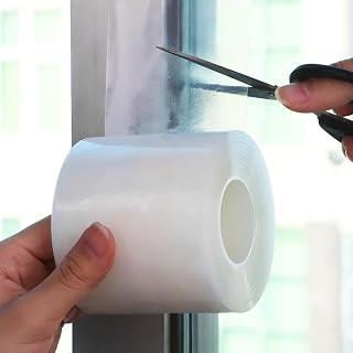 Transparent Window Insulation for Winter Weather Sealing Tape 3 Inch x 35 Yards Weather Stripping Residue Free Clear Window Draft Isolation Sealing Film Tape for Doors Windows and Shower Glass Gaps