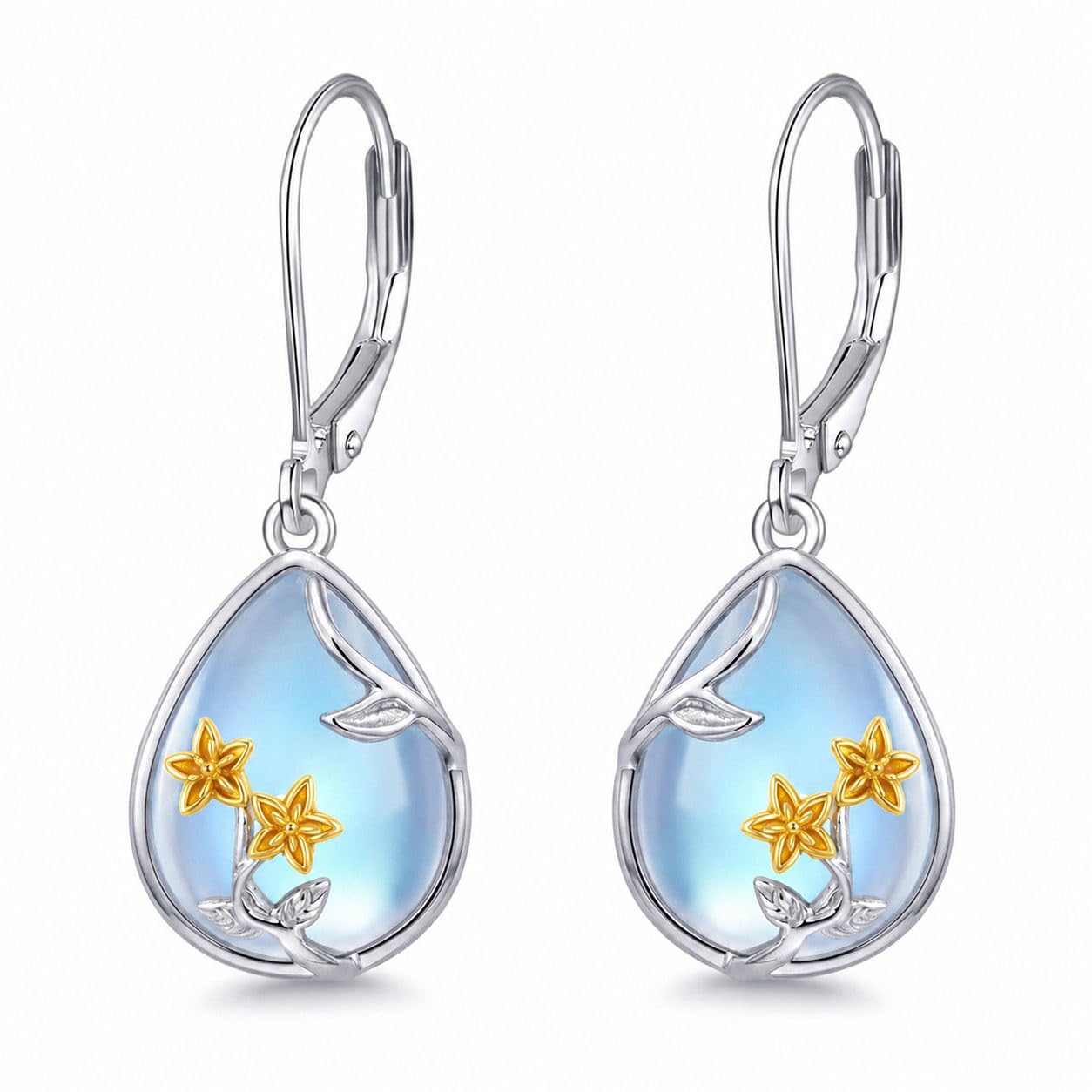 Scottish Thistle/Sunflower/Violet/Daffodil/Orchid Earrings Sterling Silver Flower Dangle Dangling Drop Boho Earrings Jewelry Gifts for Women