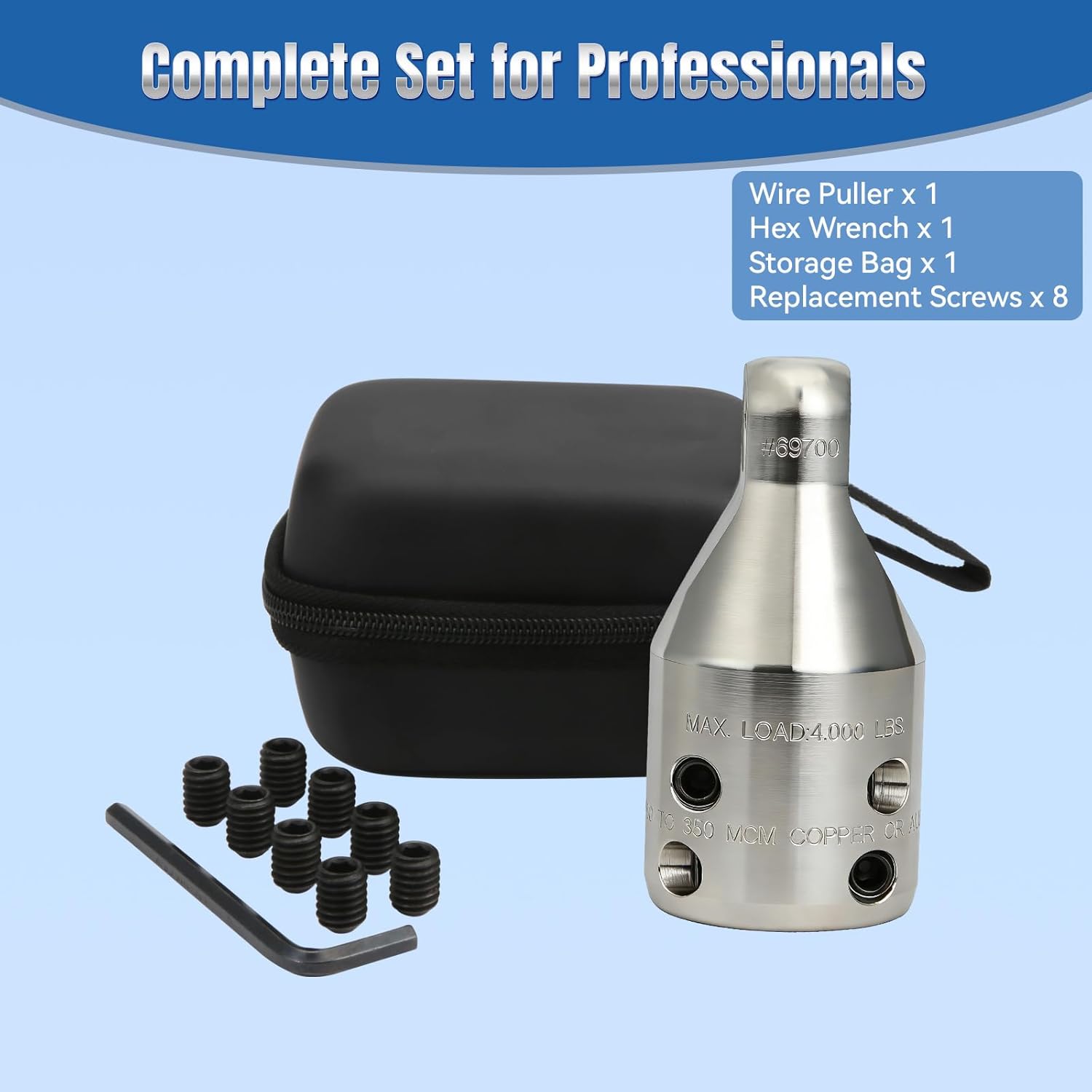 Penguin Puller SR Wire Pulling Attachment, 69700 Wire Pulling Heads with 4000 lbs Max Pull Strength, Heavy Duty Wire Pulling Grip for 3/0 to 350 MCM Copper or Aluminum Wires