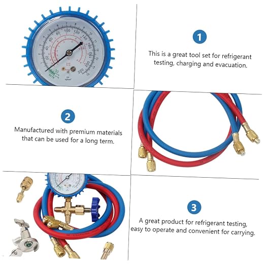 Set de mangueras y manómetro para aire acondicionado automotriz miniatura 6